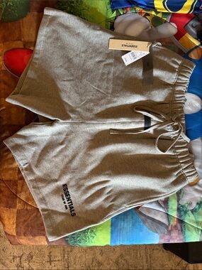 Essentials Men’s Heather Gray Athletic Drawstring Shorts AUTHENTIC